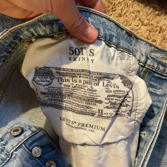 Levis Premium Big E Womens 501 Skinny Jeans SZ 32 x 28 Crop 29502 0117 Light - Picture 4 of 7